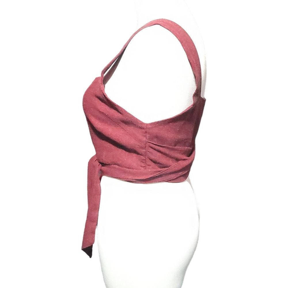 All That Remains Natalie Linen Tie Top Burgundy Womens 8 Limited Edition - Picture 2 of 12